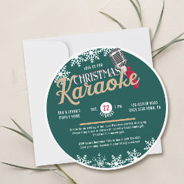 Christmas Karaoke Party Vintag Vinyl Record Aquama Einladung