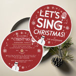 Christmas Karaoke Party Vintag Vinyl Record Red Einladung<br><div class="desc">Diese Einladung enthält eine spielerische Mischung aus Retro und festlichen Elementen, die sich perfekt für eine lebendige Feier eignet. Das Design präsentiert ein paar stilisierte Schneeflocken, einen Schneemann und ein Retro-Mikrofon-Set vor einem lebendigen, roten Hintergrund, der ein Gefühl von Vintagem Charme weckt. Das herausragende Merkmal der Einladung ist die einzigartige...</div>