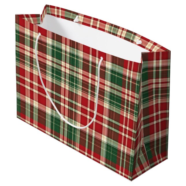 Christmas Kariert 01-GIFT BAG L Große Geschenktüte (Rückseite Schrägansicht)