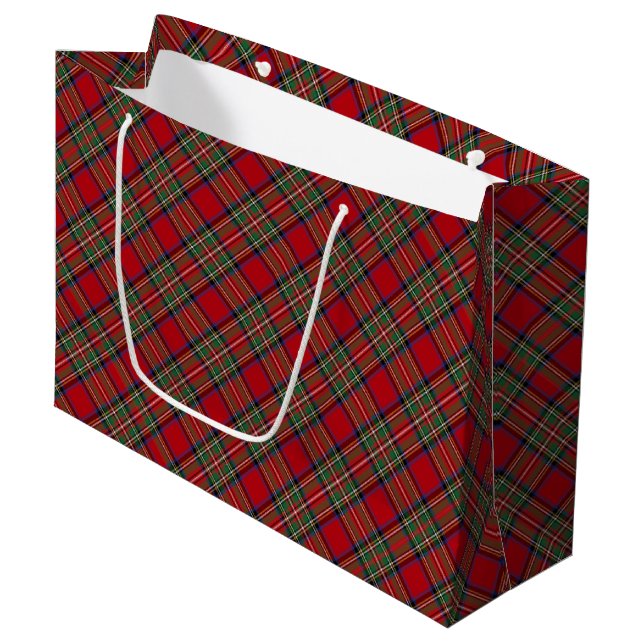 Christmas Kariert Clan Stewart Red Tartan Große Geschenktüte (Vorderseite Schrägansicht)