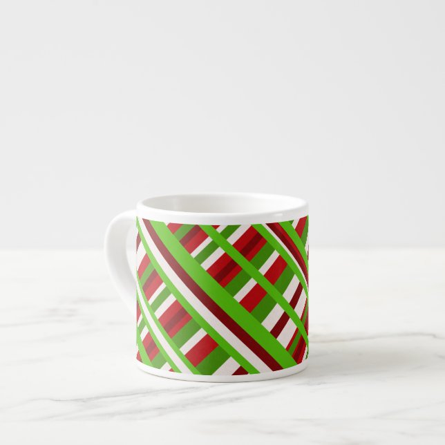 Christmas Kariert Diagonal Espressotasse (Vorderseite Links)