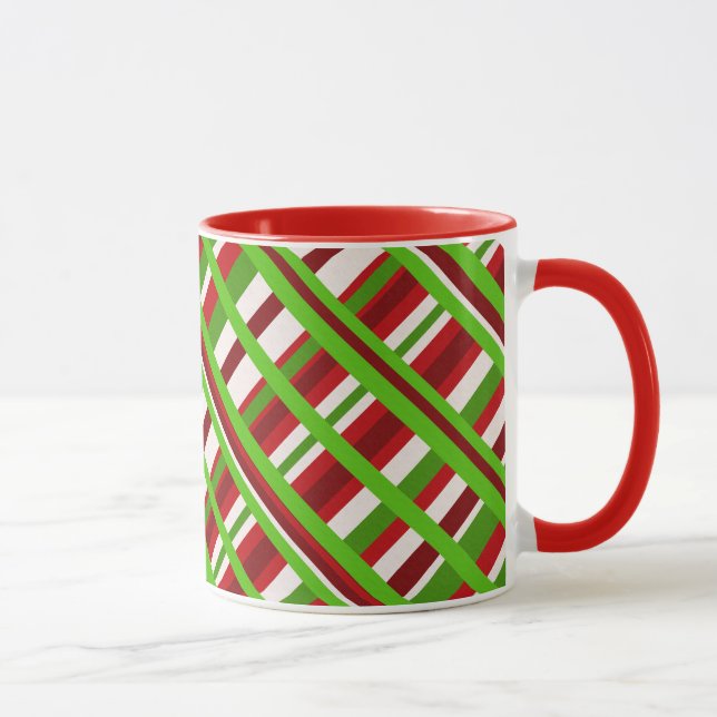 Christmas Kariert Diagonal Tasse (Rechts)