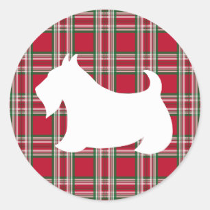 Christmas Kariert Scottish Terrier Dog Sticker