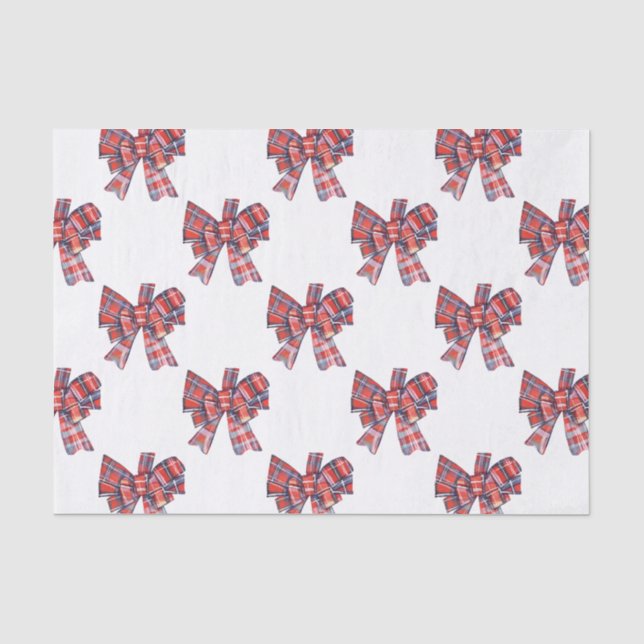 Christmas Kariert Tartan Bow Seidenpapier (Vorderseite)