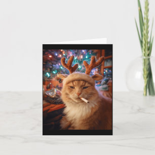 Christmas-Katze raucht Zigaretten-Meme Gen Z Trost Karte