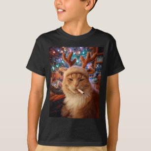 Christmas-Katze raucht Zigaretten-Meme Gen Z Trost T-Shirt
