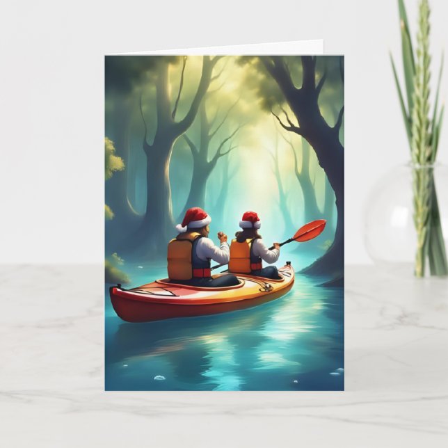 Christmas Kayak Adventure - Carte de voeux de Noël (Devant)