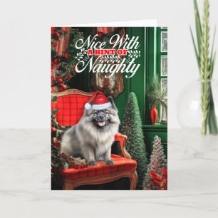 Christmas Keeshond Hund Naughty oder Nice Feiertagskarte