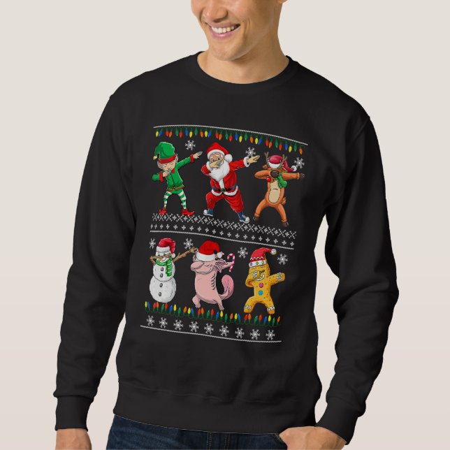 Christmas Kids Boys Men Dabbing Santa Elf Deer Fri Sweatshirt (Vorderseite)