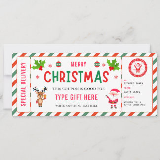Christmas Kids Coupon Certificate Rudolph Santa Einladung