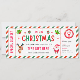 Christmas Kids Coupon Certificate Rudolph Santa Einladung