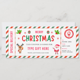 Christmas Kids Coupon Certificate Rudolph Santa Einladung