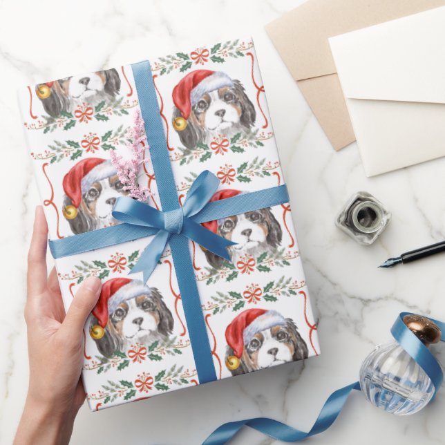 Christmas King Charles Spaniel Dog Pattern Geschenkpapier (Schenken)