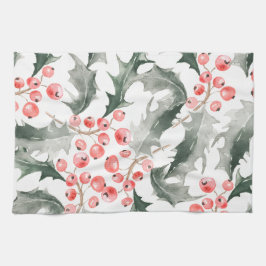 Christmas Kitchen Towel Red and Green Holly Geschirrtuch