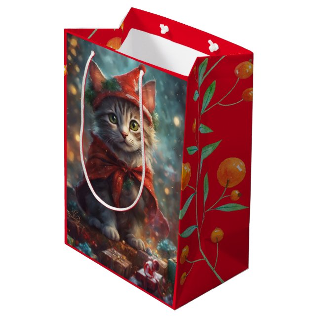 Christmas Kitten Red Petit sac cadeau (Dos Angle)