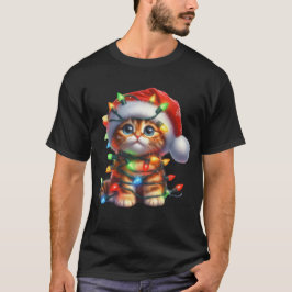 Christmas Kitten Watercolor T-Shirt