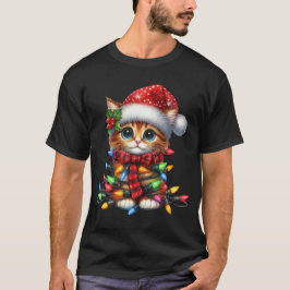Christmas Kitten Watercolor T-Shirt