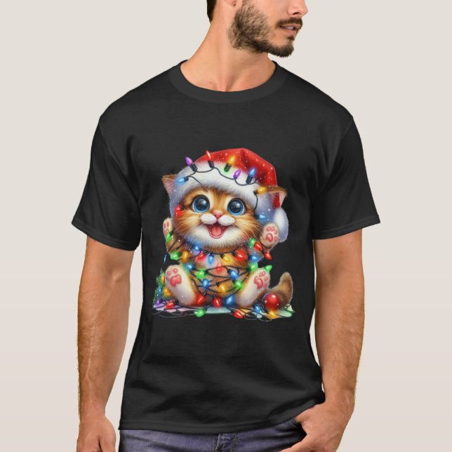 Christmas Kitten Watercolor T-Shirt (Vorderseite)