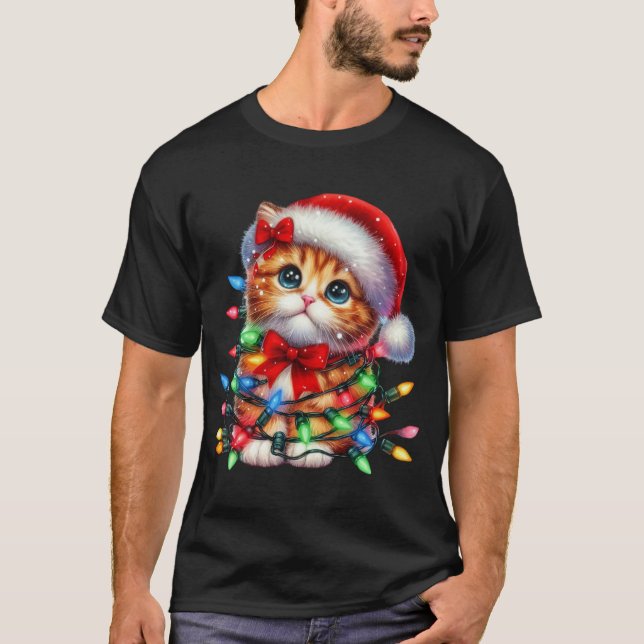 Christmas Kitten Watercolor T-Shirt (Vorderseite)