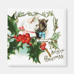 Christmas Kittens Vintag Magnet