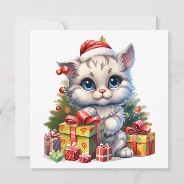 Christmas Kitty Grußkarte Feiertagskarte (Vorderseite)