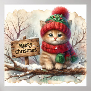 Christmas Kitty Poster