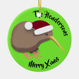 Christmas Kiwi Bird Keramik Ornament