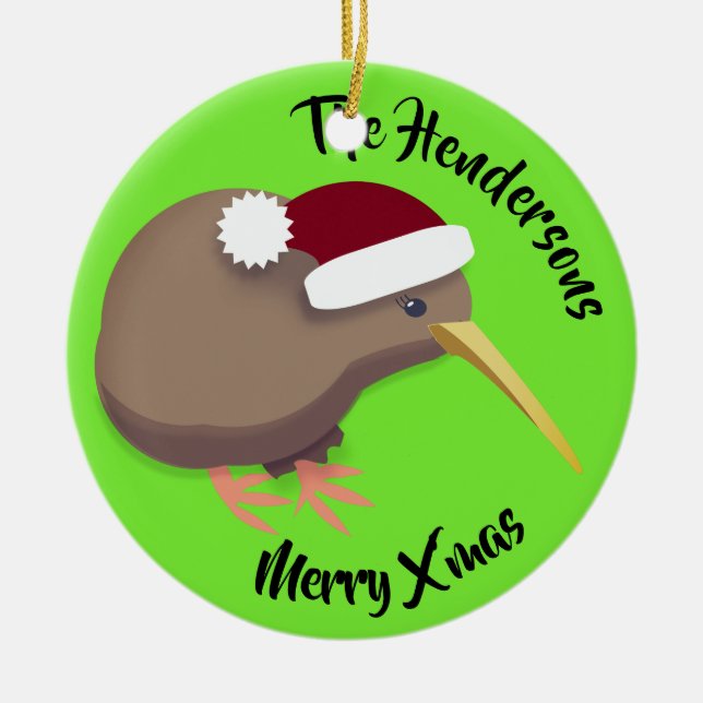 Christmas Kiwi Bird Keramik Ornament (Vorne)