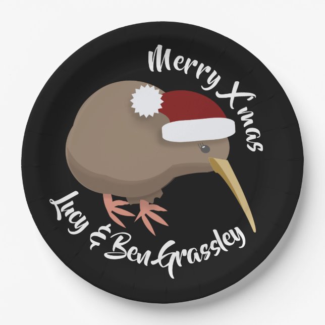 Christmas Kiwi Pappteller (Vorderseite)