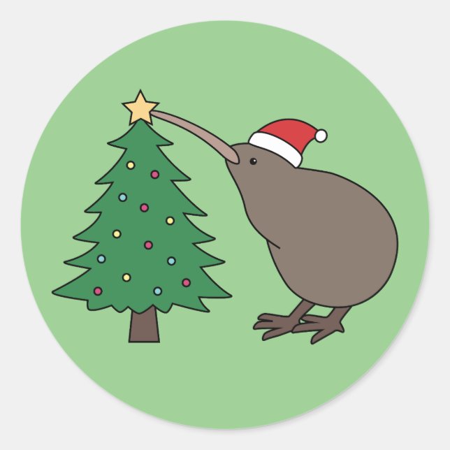 Christmas Kiwi Runder Aufkleber (Vorderseite)