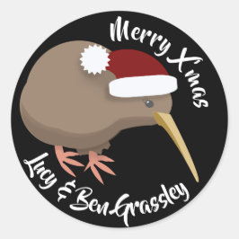 Christmas Kiwi Runder Aufkleber