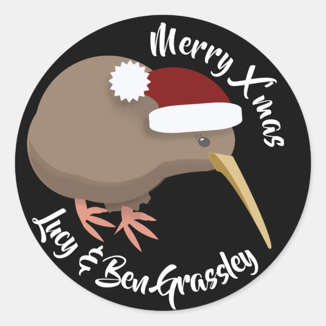 Christmas Kiwi Runder Aufkleber (Vorderseite)