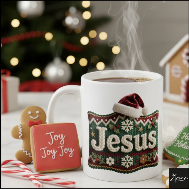 Christmas Knit Sweater Jesus Santa Hat Kaffeetasse (Von Creator hochgeladen)