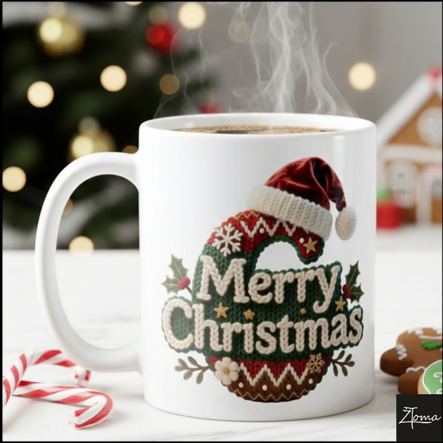 Christmas Knit Sweater Merry Christmas Santa Hat Kaffeetasse (Von Creator hochgeladen)