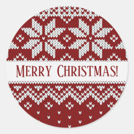 Christmas Knitted Red and White Sweater Runder Aufkleber