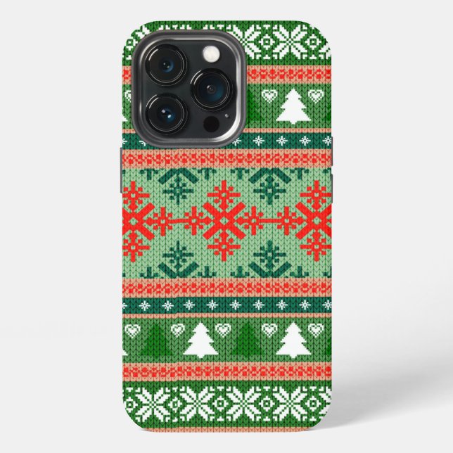 Christmas Knitting Pattern iPhone 13 Pro Hülle (Hinten)