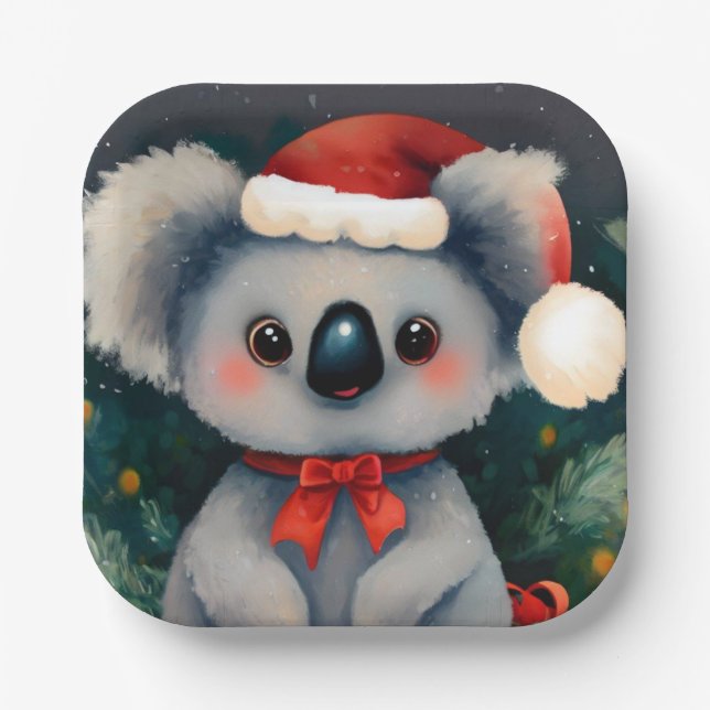 Christmas Koala 1 Pappteller (Vorderseite)