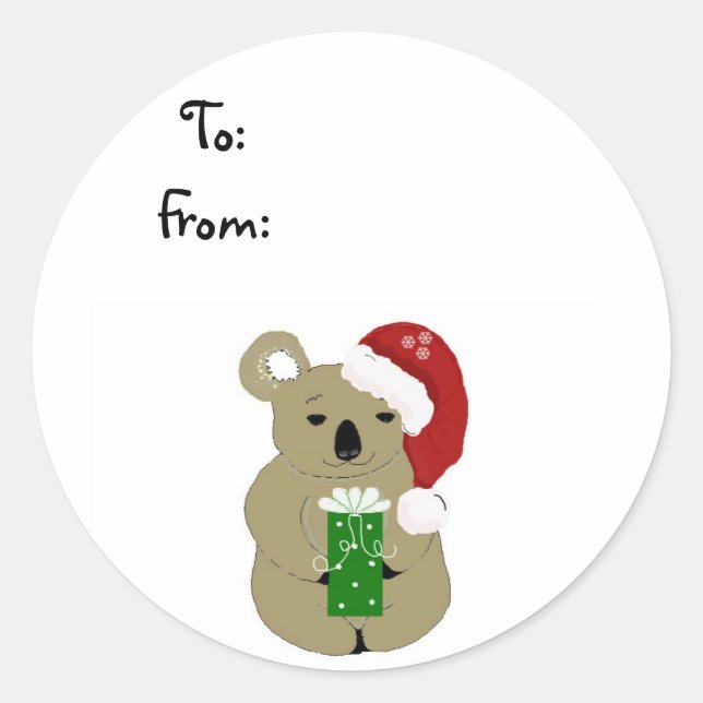 Christmas Koala Bear Runder Aufkleber (Vorderseite)