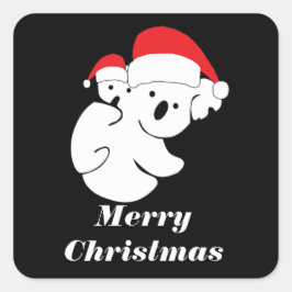 Christmas Koala Bears Quadratischer Aufkleber