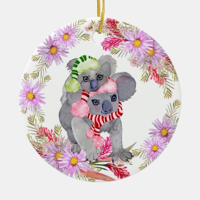 Christmas Koala Botanicals Keramik Ornament (Vorne)