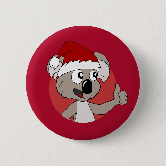 Christmas koala Cartoon Button (Vorderseite)
