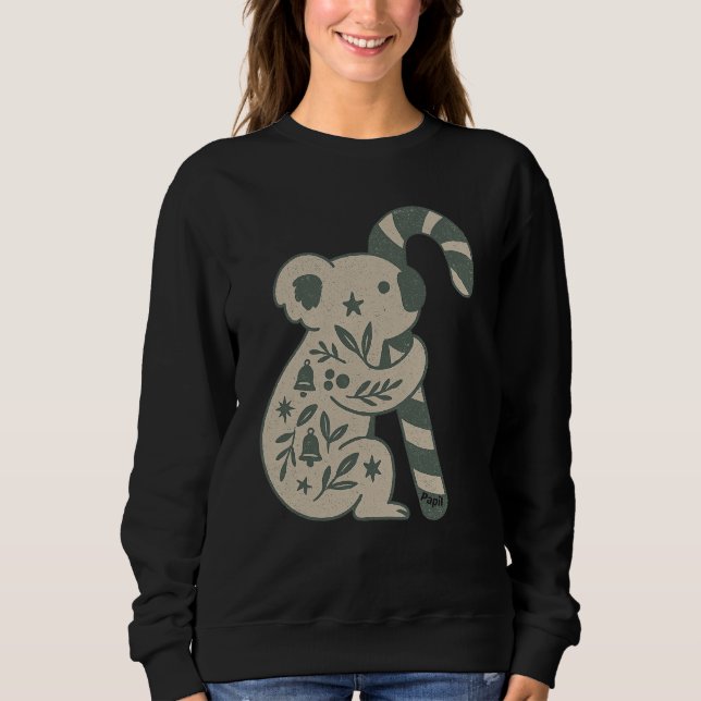 Christmas Koala with Candy Cane Sweatshirt (Devant)