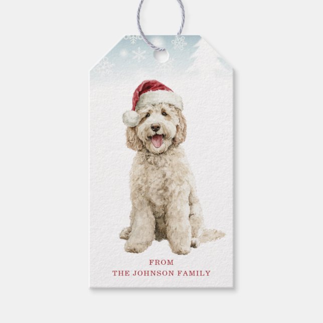 Christmas Labradoodle Gift Tags Geschenkanhänger (Vorderseite)