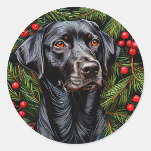 Christmas Labrador Dog Runder Aufkleber