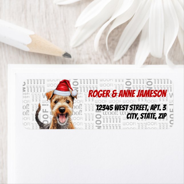 Christmas Lakeland Terrier Dog Rücksendeadresse (Insitu)
