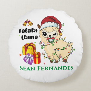 Christmas Lama Round Pillow Rundes Kissen