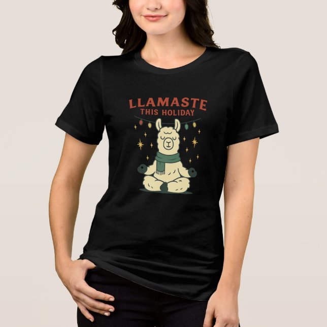 Christmas Lama Shirt - Llamaste Holiday Zen T-Shir (Vorderseite)