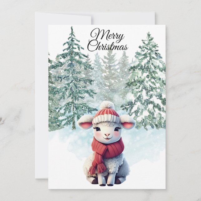 Christmas Lamb Flat Holiday Card Feiertagskarte (Vorderseite)