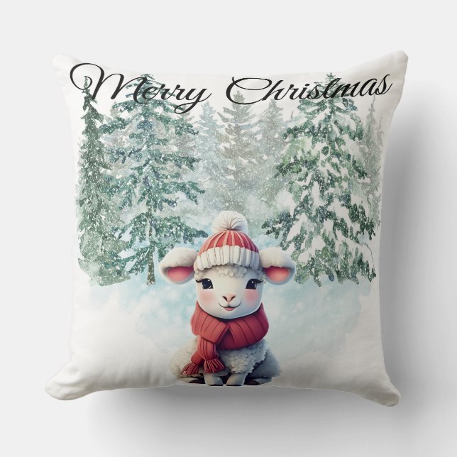 Christmas Lamb Throw Pillow Kissen (Vorderseite)