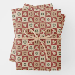 Christmas-Land-Stern-Quilt-Blöcke Geschenkpapier Set